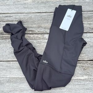 ALO Yoga Black Ruched Paneled Leggings